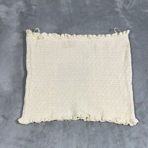 Cream Knit Ruffled Zara Tube Top, Size Medium